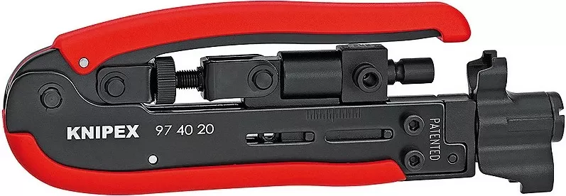 Mjet krimpimi Knipex 97 40 20, për F/BNC/RCA, 175mm, zi/kuqe