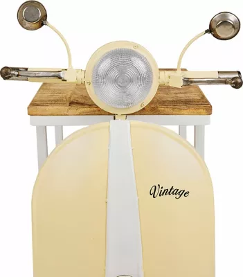 Tavolinë anësore MINI VESPA me rafte, ngjyrë krem e bardhë, natyrale, 61x45x88