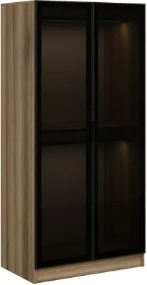 Dollap Hanah Home Kale me xham, ngjyrë gri e errët, 210cm