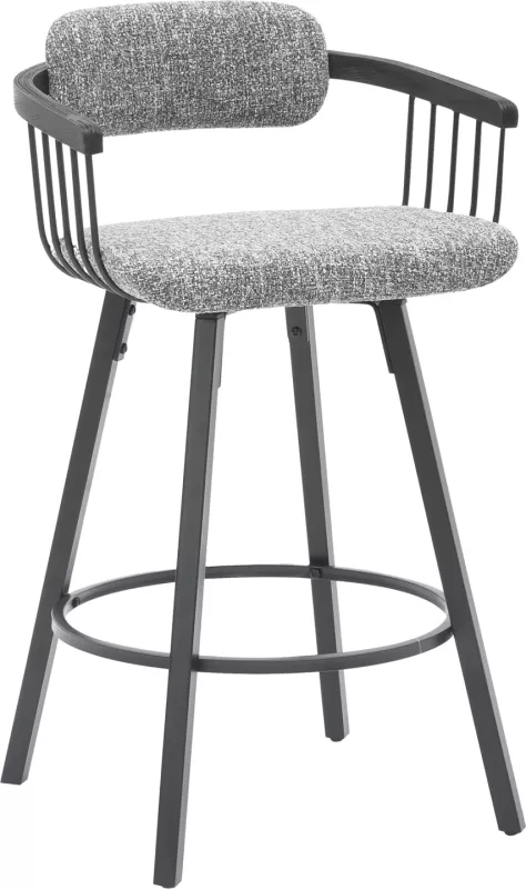 Karrige për bar rrotulluese LANG FH9990.02, kornizë metali e zezë, pëlhurë gri, 51.5x48.5x89.5H cm