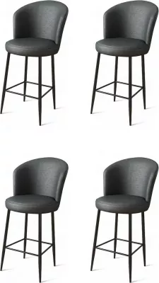 Set karrigesh për bar (4 copë), Hanah Home Uras, antracit, e zezë