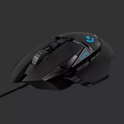Maus gaming Logitech G502 HERO 910-005471, 25,600 DPI, 11 butona, RGB LIGHTSYNC, me kabllo, me pesha të rregullueshme, i zi