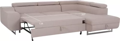 Kënd-sofë me hapësirë për depo, Encore FH3301.03R, material bezhë, 285x205x90cm