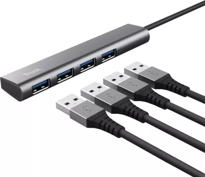 Hub USB Trust Halyx, Gri