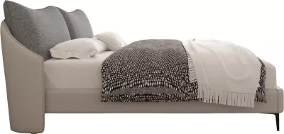 Krevat dopio Brittania, material stof & PVC, ngjyrë gri, këmbë metalike të zeza, për dyshek 160x200cm