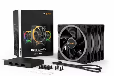 Ventilatorë kasë Be Quiet! LIGHT WINGS 120mm PWM ARGB, 3 copë, i zi