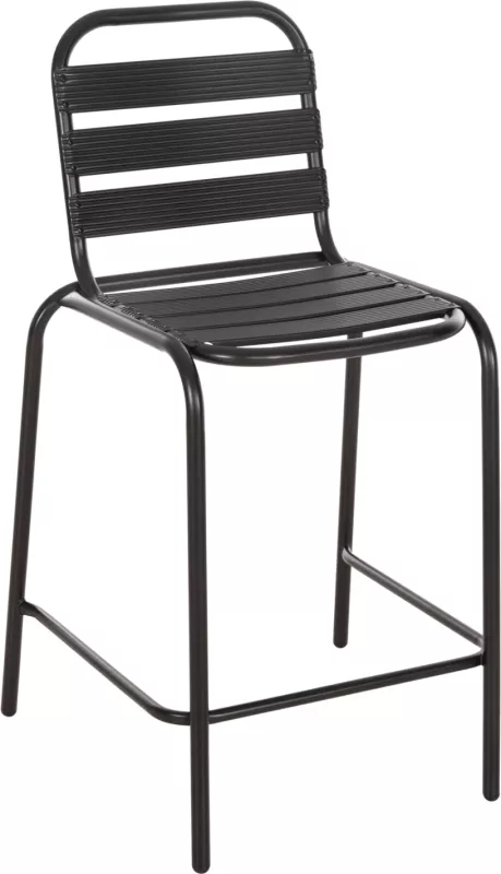 Karrige për bar mesatare LAURA FH6065.03 kornizë metalike dhe alumini në të zezë 58x58x100Hcm