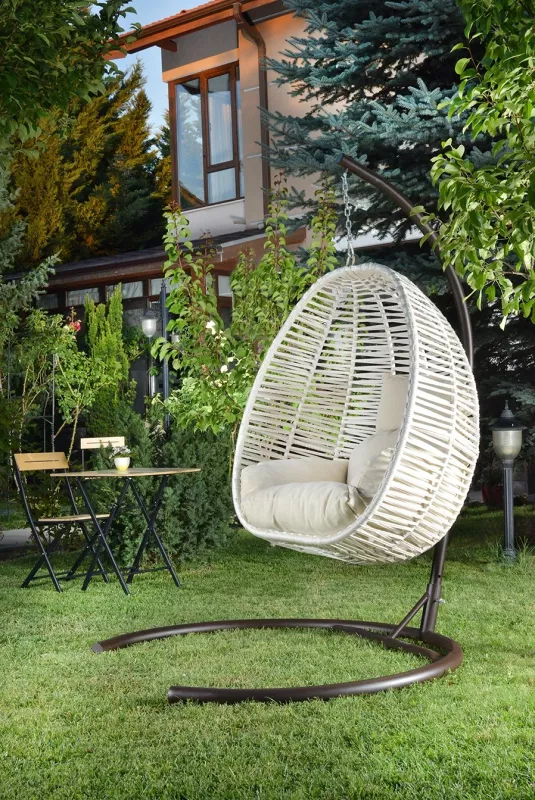 Karrige lëkundëse për kopsht, ngjyrë krem, Hanah Home