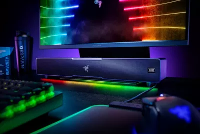Altoparlant soundbar, Razer, Leviathan V2 RZ05-03920100-R3G1, me ndriçim RGB dhe audio hapësinore THX, e zezë