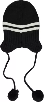 Kapelë beanie Tommy Hilfiger Jeans AW0AW18311 për femra, e zezë dhe bardhë