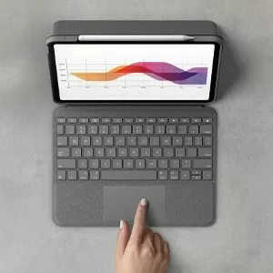 Tastierë me mbështjellës Logitech Folio Touch për iPad Air 4/5, QWERTZ, trackpad, Oxford Grey