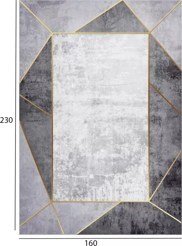 Tapet modern JOSIANE, gri-bardhë, me franja, FH7675.23, 160x230cm