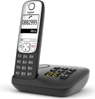 Telefon fiks pa kabllo Gigaset A690A, regjistrues automatik, libër telefoni 100 kontakte, i zi