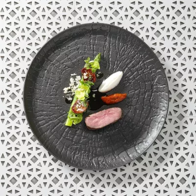 Pjatë për pasta Fine Dine Crust 275 mm, porcelan, e zezë, set 3 copë