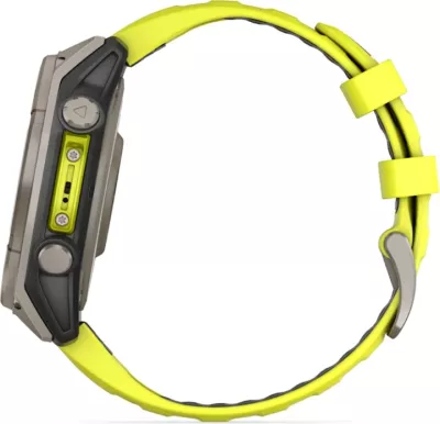 Smartwatch Garmin fēnix® 8 Solar, Sapphire, Titanium with Amp Yellow / Graphite silicone strap, 47 mm