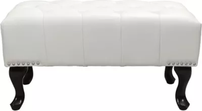 Stol për piano Chesterfield EMMA FH226.02 PU, ngjyrë bardhë, këmbë të zeza, 80x44x39 cm