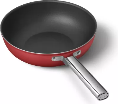 Wok SMEG CKFW3001RDM 30cm, 5.2L, alumini, dorezë inoksi, e kuqe
