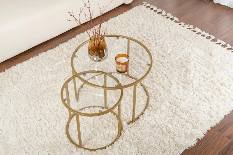 Set tavolinash kafeje Nordure, Aurum - 60, 42 - ngjyrë ari, xham transparent