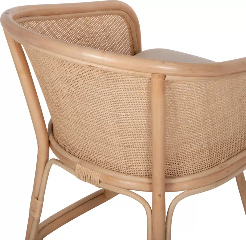Karrige KIKO FH9839 rattan, ngjyrë natyrale, jastëk i bardhë, 61x71x76H cm.