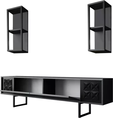 Set mobiljesh për dhomë dite Skye Decor, linjë e zezë, anthracite, e zezë