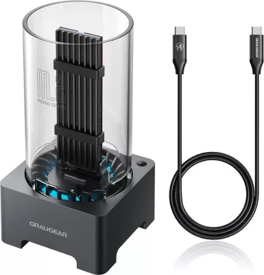Docking station GrauGear USB 4.0 për M.2 PCIe Gen4x4 NVMe SSD, gri