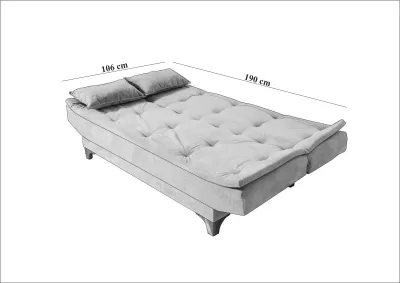 Krevati divan 3-vendësh, Atelier del Sofa, Kelebek, ngjyrë gri