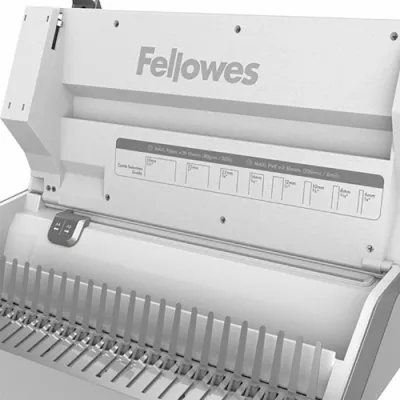Makinë lidhëse dokumentesh Fellowes Lyra 3-në-1 5603101, krehër plastik 300 fletë, shpuarje 20 fletë, krehër deri 38 mm, manuale, gri/bardhë, set 1000 kapëse