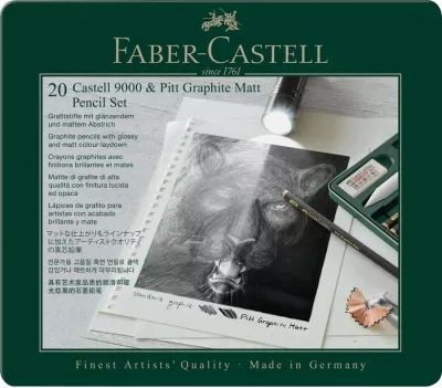 Set lapsa grafiti FABER-CASTELL Pitt Graphite Matt & Castell 9000, 20 copë, e zezë/e gjelbër