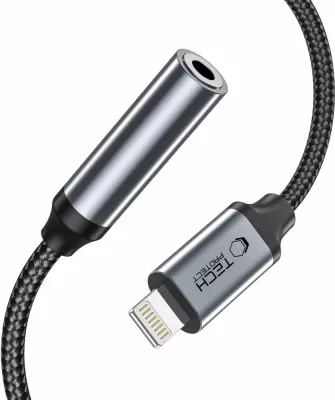 Adapter audio Tech-Protect UltraBoost, Lightning në 3.5mm, i zi
