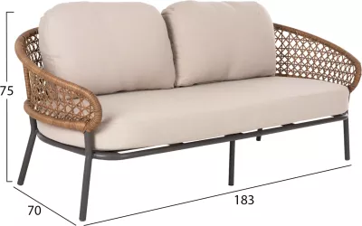 Set salloni për jashtë 5 pjesë BREY FH6079 alumini antracit-kaki PE ratan-bezh jastëkë