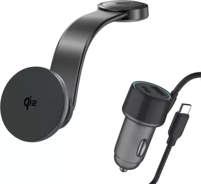 Mbushës wireless 4smarts Qi2, Auto, 12 V, 1.2 m, Gri