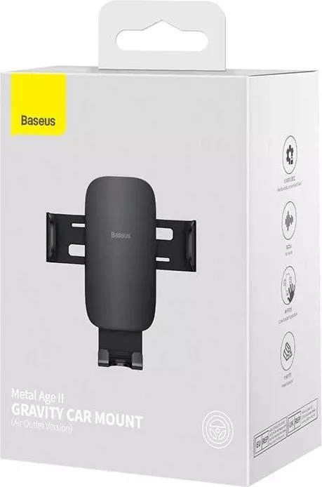 Mbështjellës për celular Baseus Metal Age II, për makinë, ngjyrë e zezë