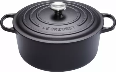Tenxhere Le Creuset 21177260000430, 5.3L, rrumbullakët, gize, e zezë