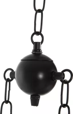 Llambë tavani me 6 drita, FH4118, dru, metal i zi, qelq, 95x35x116H cm