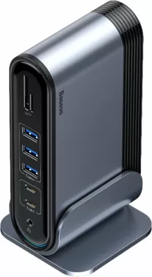 Kasë HUB multifunksional Baseus CAHUB-DG0G, 16 porta, 100W, Gri
