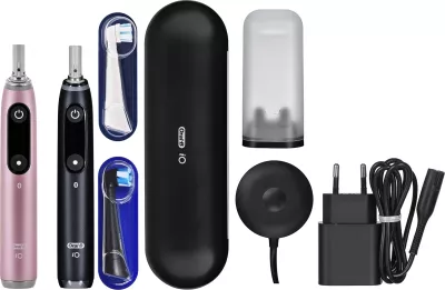 Furçë dhëmbësh elektrike Braun Oral-B iO Series 9 Duo Pack, me bateri të integruar, e zezë dhe rozë, set prej 2 copësh
