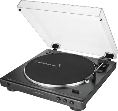 Gramafon audio-technica AT-LP60XBK, automatike, phono preamp, e zezë