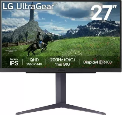 Monitor gaming LG 27GS85Q-B 27GS85QB 27" QHD 2560x1440 200Hz 1ms HDR400 Nano IPS zi