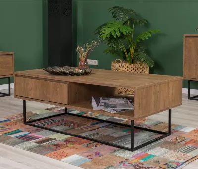 Set mobiljesh për dhomë dite, Skye Decor, Laxus Takım 6, ngjyrë arrë dhe e zezë