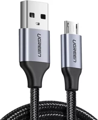 Kabllo USB-A në Micro USB UGREEN 60148 2m 2.4A e zezë/argjend