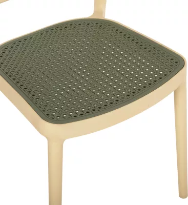 Karrige polipropileni MEKO FH5934.04, bezhë dhe jeshile ulliri, 41x49x102H cm