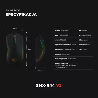Maus Rampage SMX-R44V2, 12800 DPI, RGB, 7 taste, i zi
