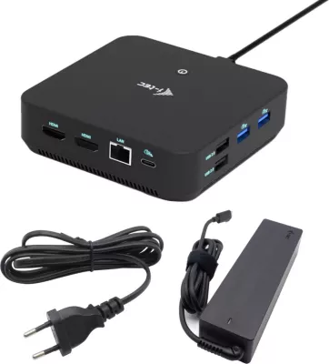 Doking stacion i-tec USB-C DP Dual HDMI 4K 60Hz, 1x USB-C, 5x USB-A, Power Delivery 100W, LAN, Audio, ngjyrë e zezë