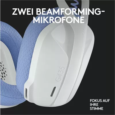 Kufje gaming Logitech G G435 LIGHTSPEED, Wireless, 20 - 20000 Hz, 165 g, E bardhë dhe lejla
