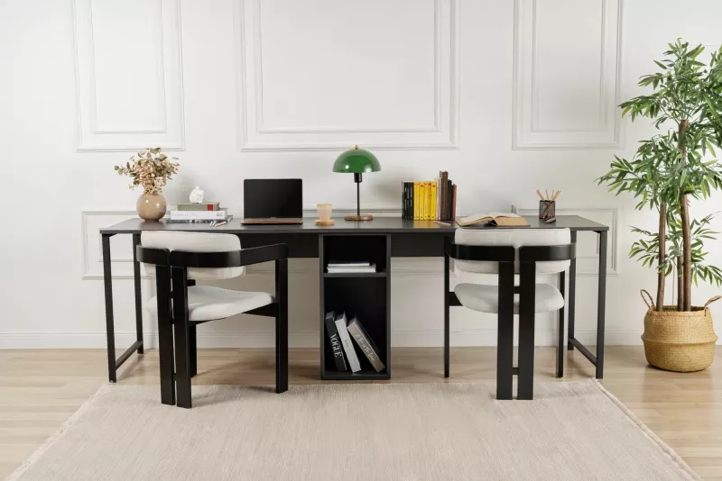 Tavolinë studimi Nordure, dyshe, anthracite, e zezë