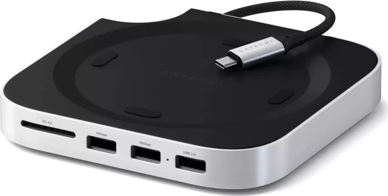 Stand & hub Satechi për Mac Mini M4/M4 Pro, slot SSD M.2 NVMe, silver