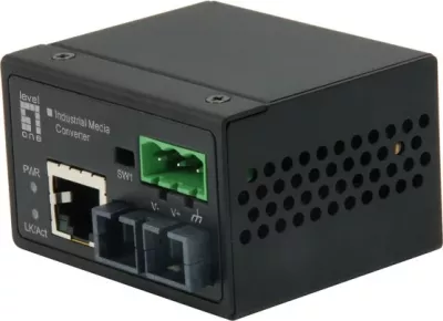 Konvertues media industrial LevelOne RJ45 në SC, Fast Ethernet, 2km, i zi