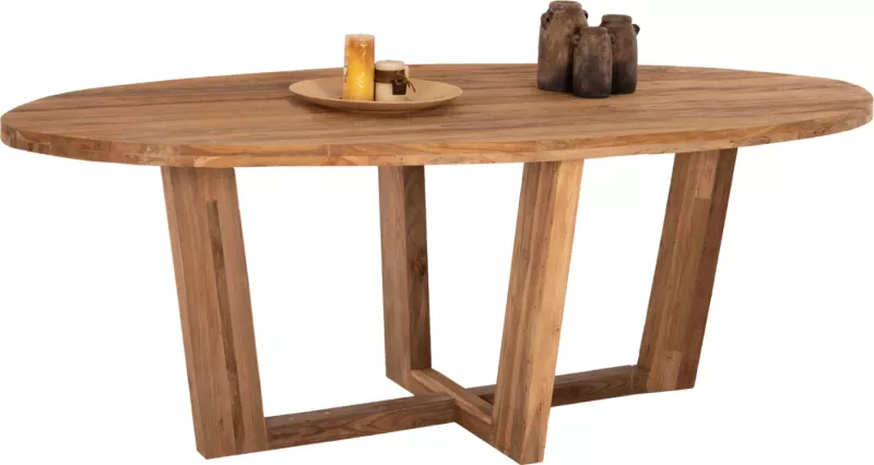 Tavolinë ngrënieje ovale CARIB, dru TEAK i ricikluar, ngjyrë natyrale, 250x110x78 cm