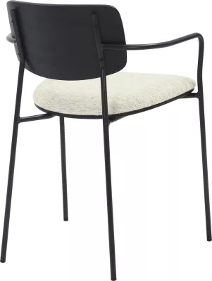 Karrige për ngrënie VIKKI FH9980.02 metal & dru në pëlhurë e zezë-krem, 54x54x75.5H cm, set prej 2 copë