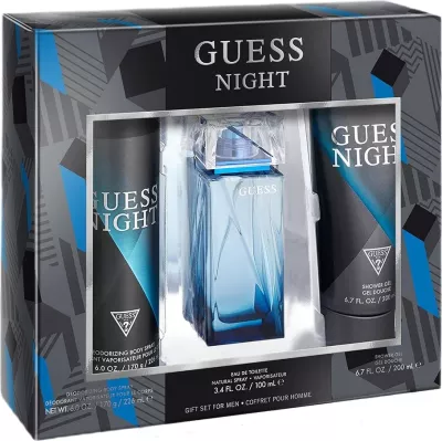 Set për meshkuj Guess Night Eau de Toilette 100ml + xhel dushi 200ml + deodorant spray 226ml